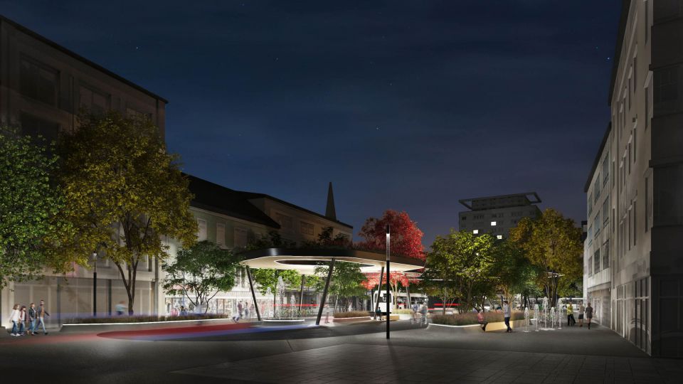 Modellbild Kaiser-Josef-Platz neu bei Nacht